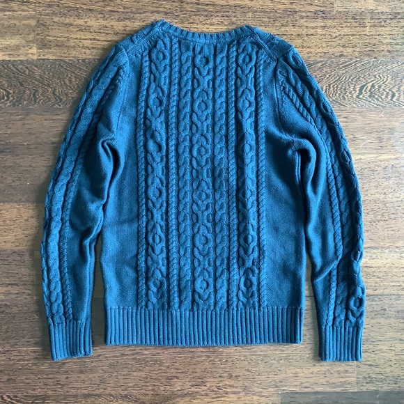 L. L. Bean Womens Mixed Cable Knit Crew (Navy) - Picture 6 of 6